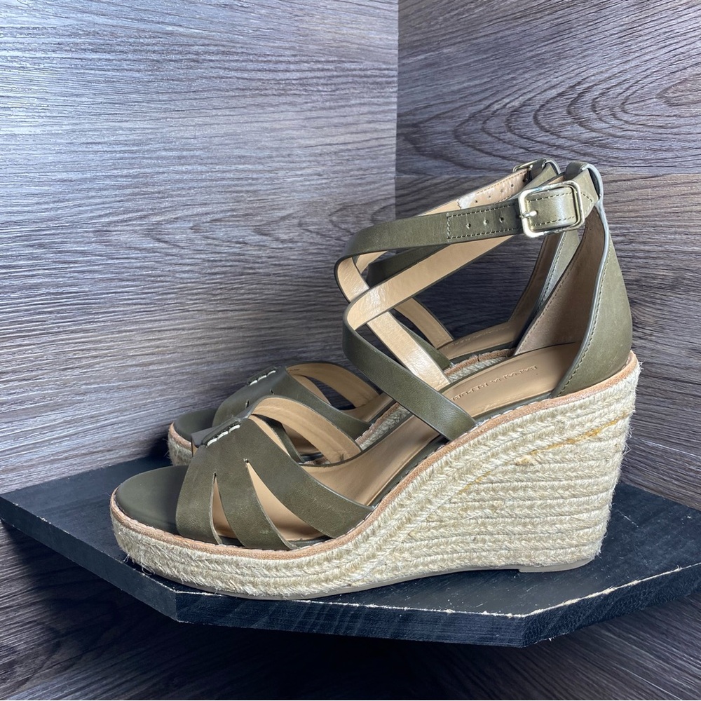Banana republic wedge leather buckle espadrille sandals - Picture 3 of 7